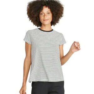 Marine Layer Swing Crew in Black and White Stripe